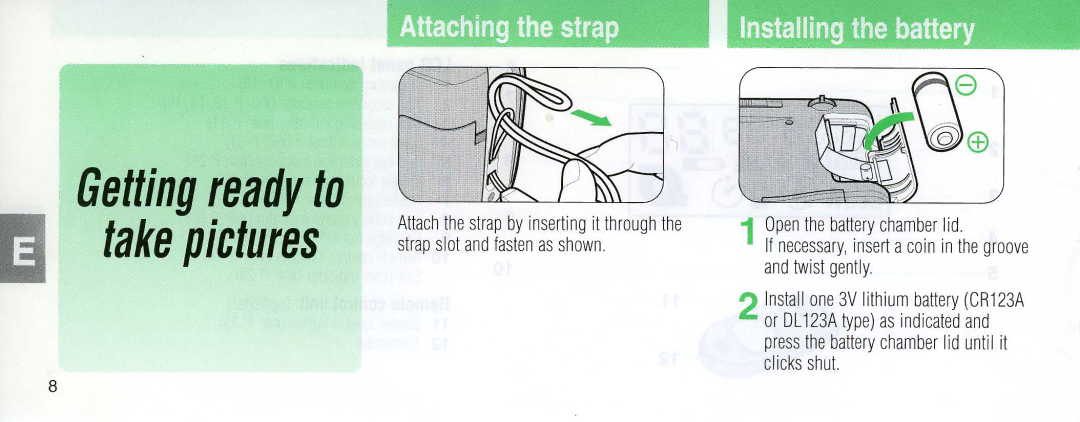 Nikon 110i instruction manual Getting ready to take pictures, Attaching the strap 