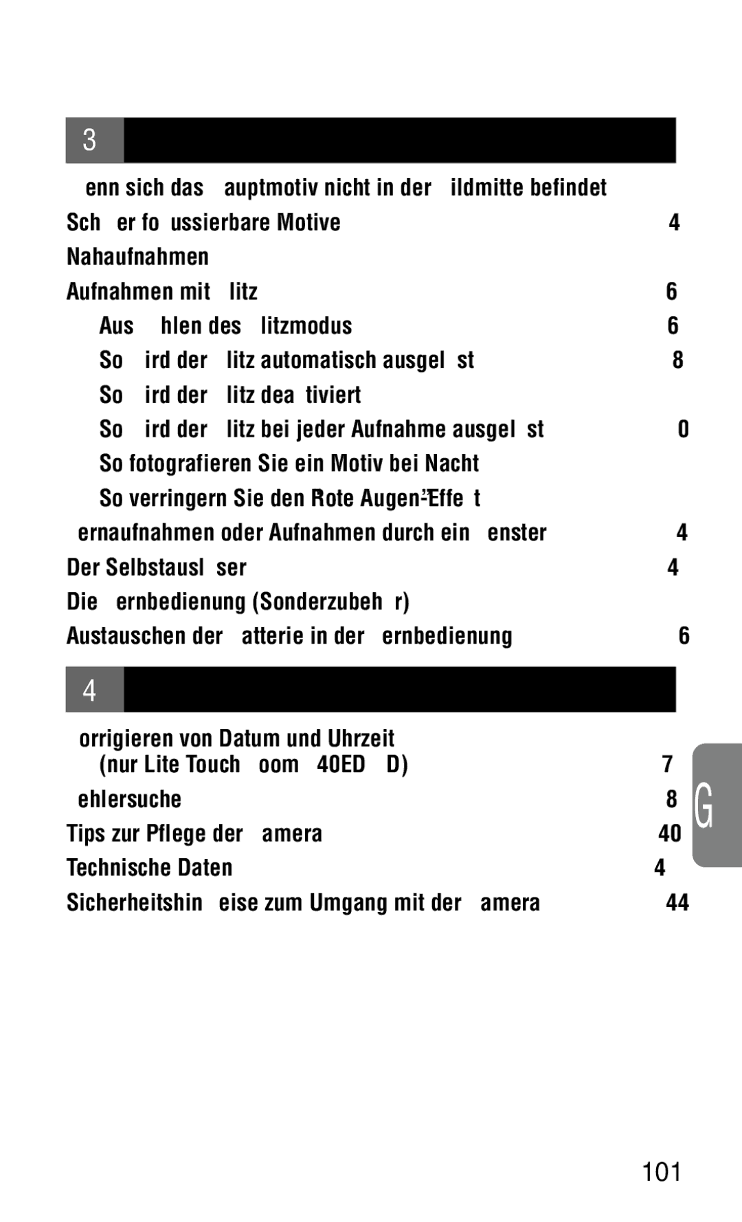 Nikon 140ED instruction manual Der Selbstauslöser, Fehlersuche 138 G 