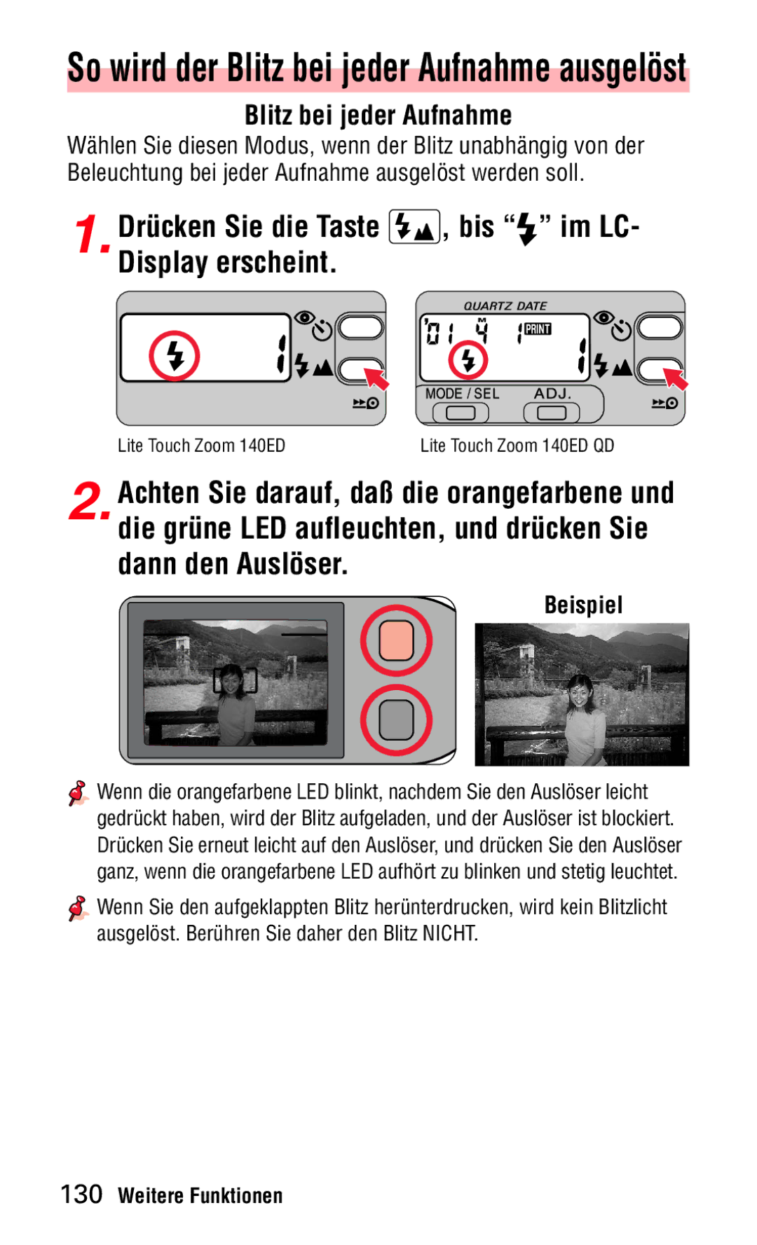 Nikon 140ED instruction manual So wird der Blitz bei jeder Aufnahme ausgelöst 