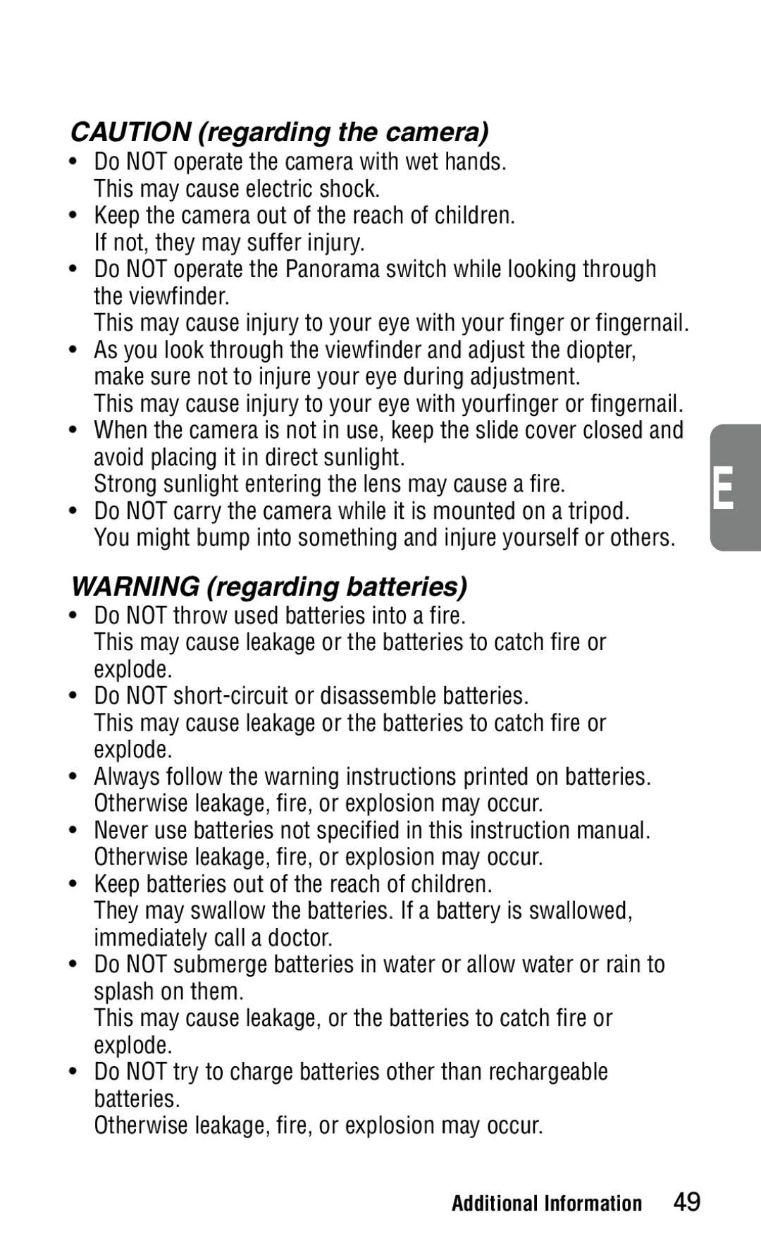 Nikon 140ED instruction manual You might bump into something and injure yourself or others 