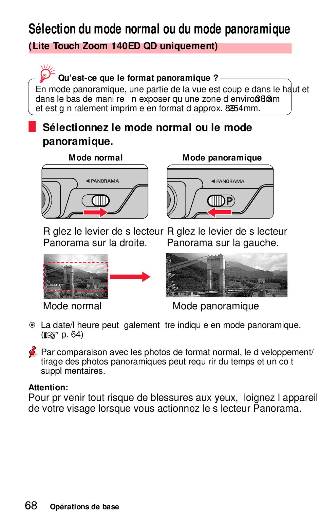 Nikon 140ED Sélectionnez le mode normal ou le mode panoramique, Qu’est-ce que le format panoramique ?, Mode normal 