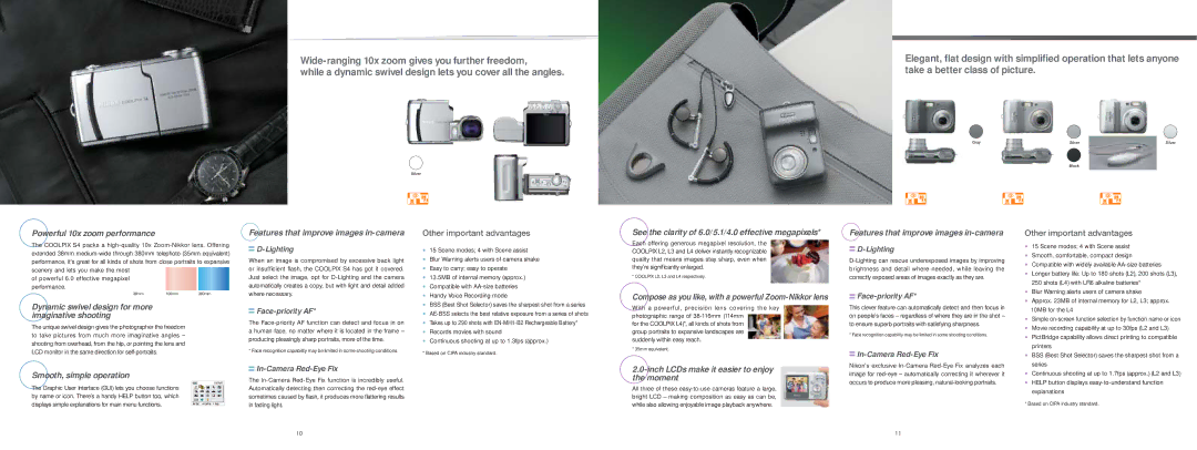 Nikon 16 Powerful 10x zoom performance, Dynamic swivel design for more imaginative shooting, Smooth, simple operation 