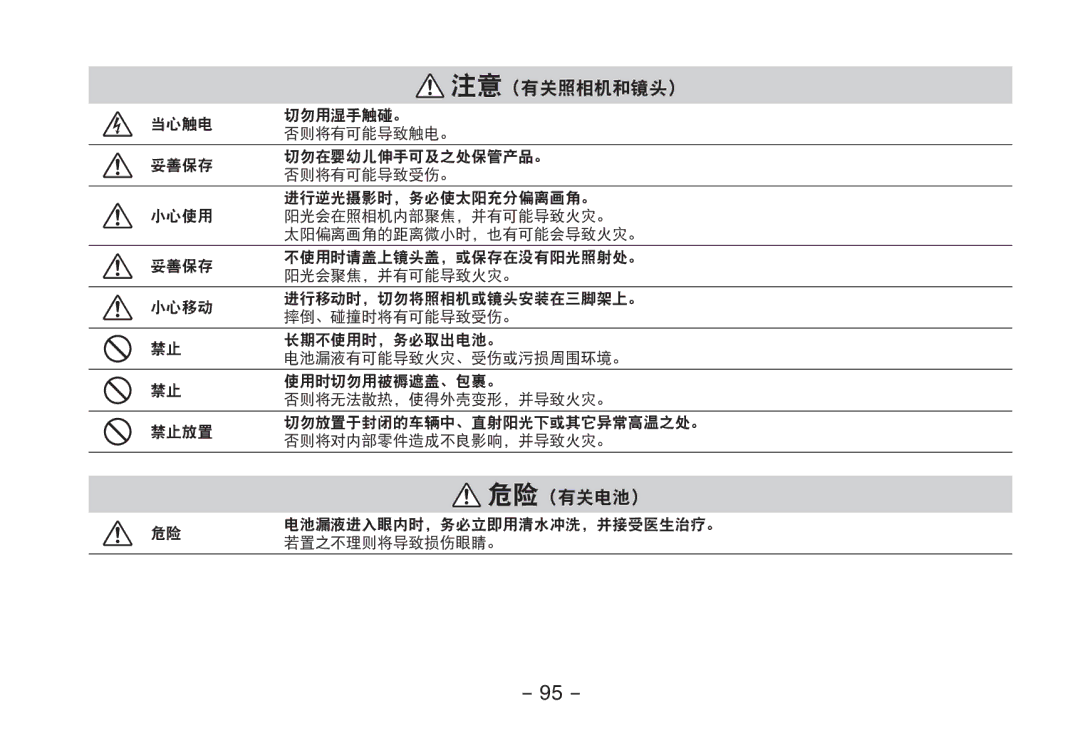 Nikon 1689 manual 危险（有关电池） 