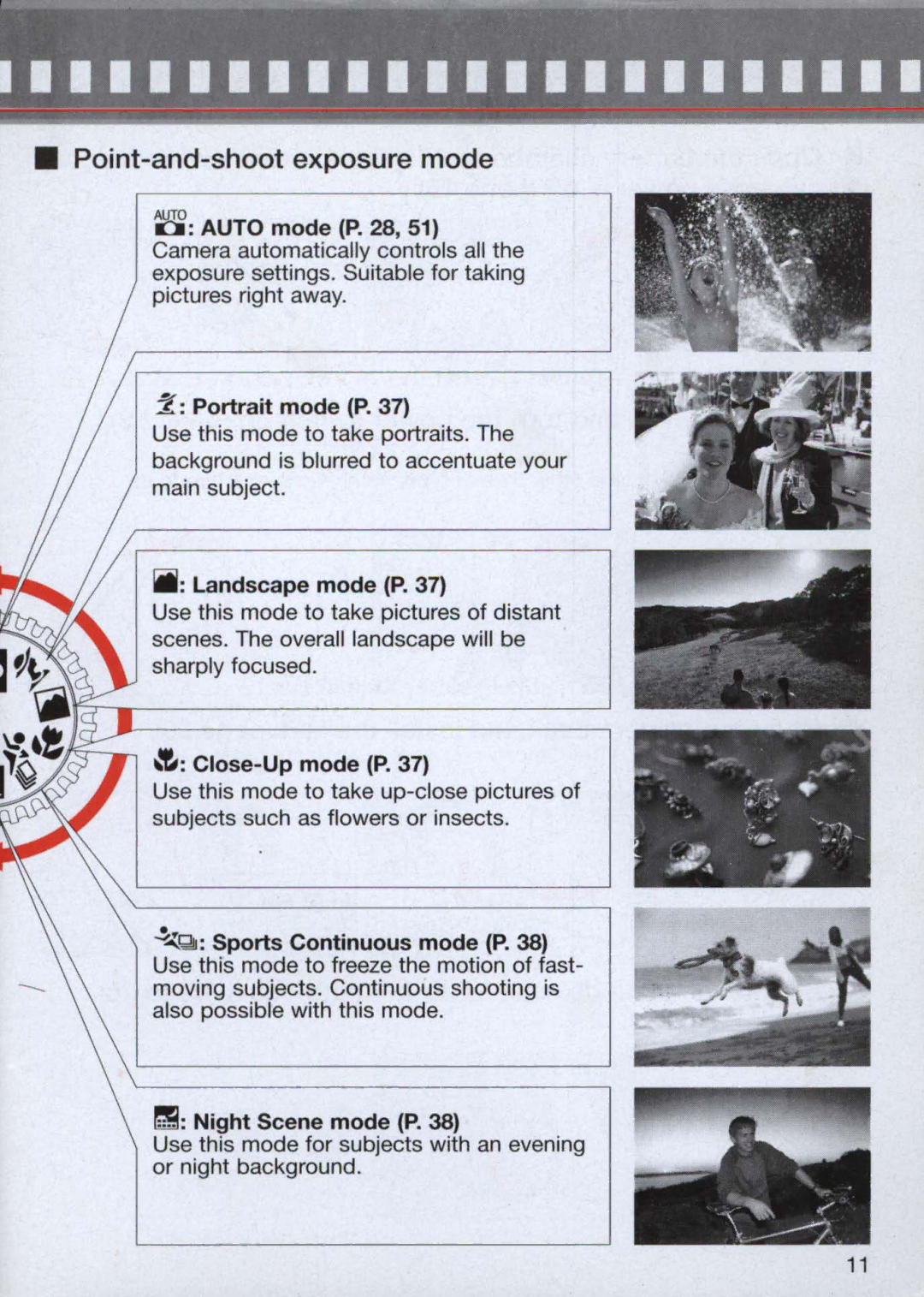 Nikon 1714, 1713 instruction manual Point-and-shoot exposure mode, Iiii Landscape mode P, ~ Close-Up mode P 