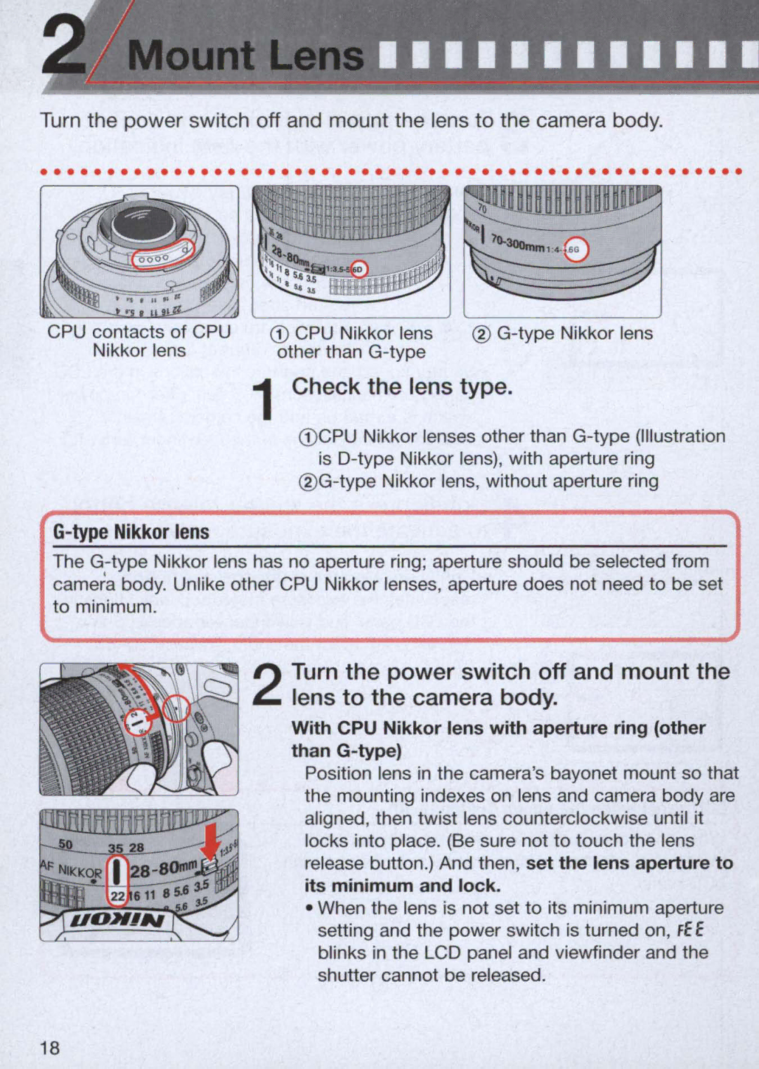 Nikon 1713, 1714 instruction manual Check the lens type 