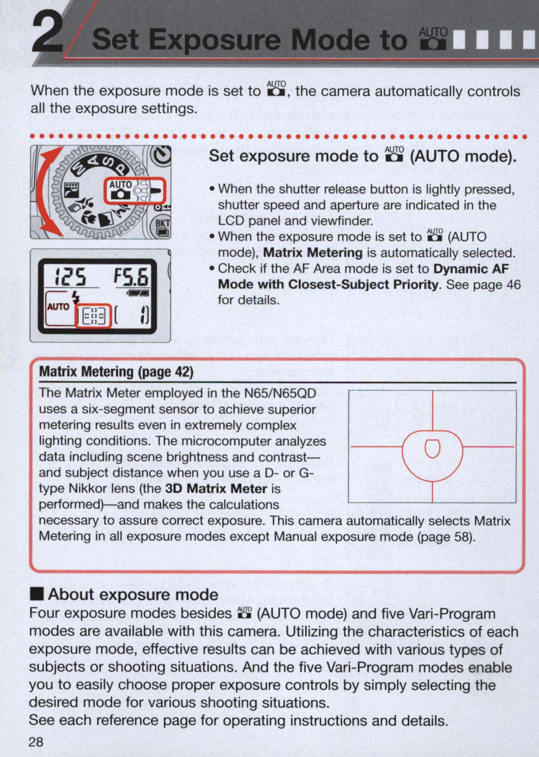 Nikon 1713, 1714 instruction manual Set exposure mode to 8 Auto mode, About exposure mode 