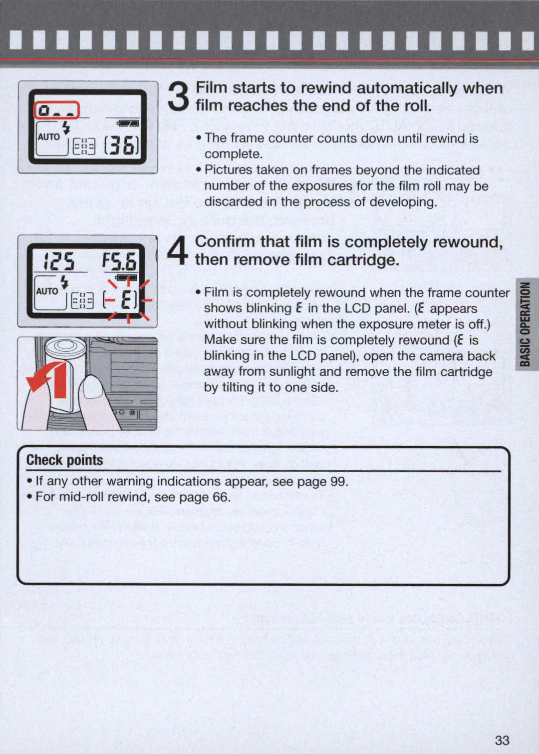 Nikon 1714, 1713 instruction manual Film starts to rewind automatically when, Film reaches the end of the roll, Complete 