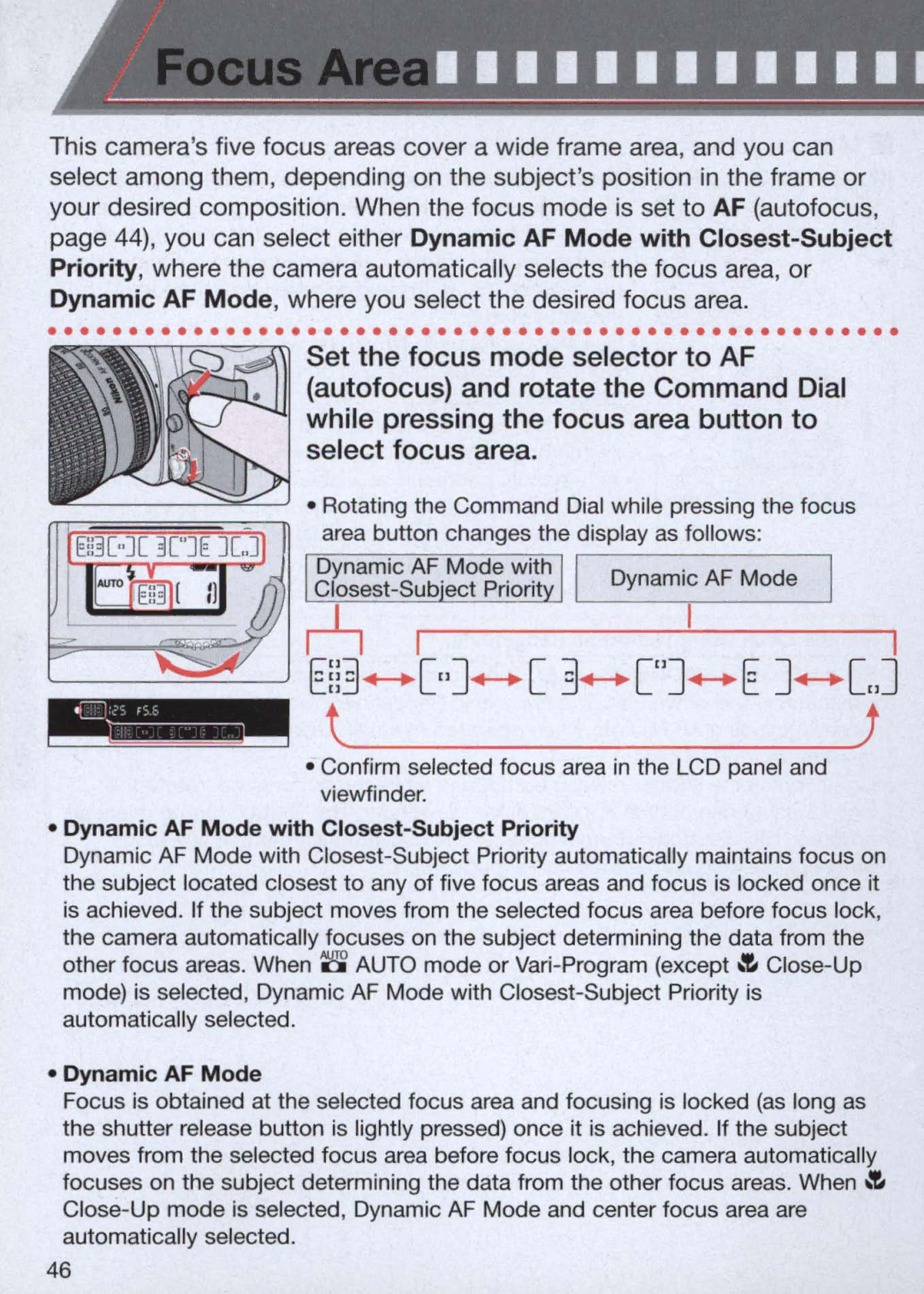 Nikon 1713, 1714 instruction manual Dynamic AF Mode with Closest-Subject Priority 