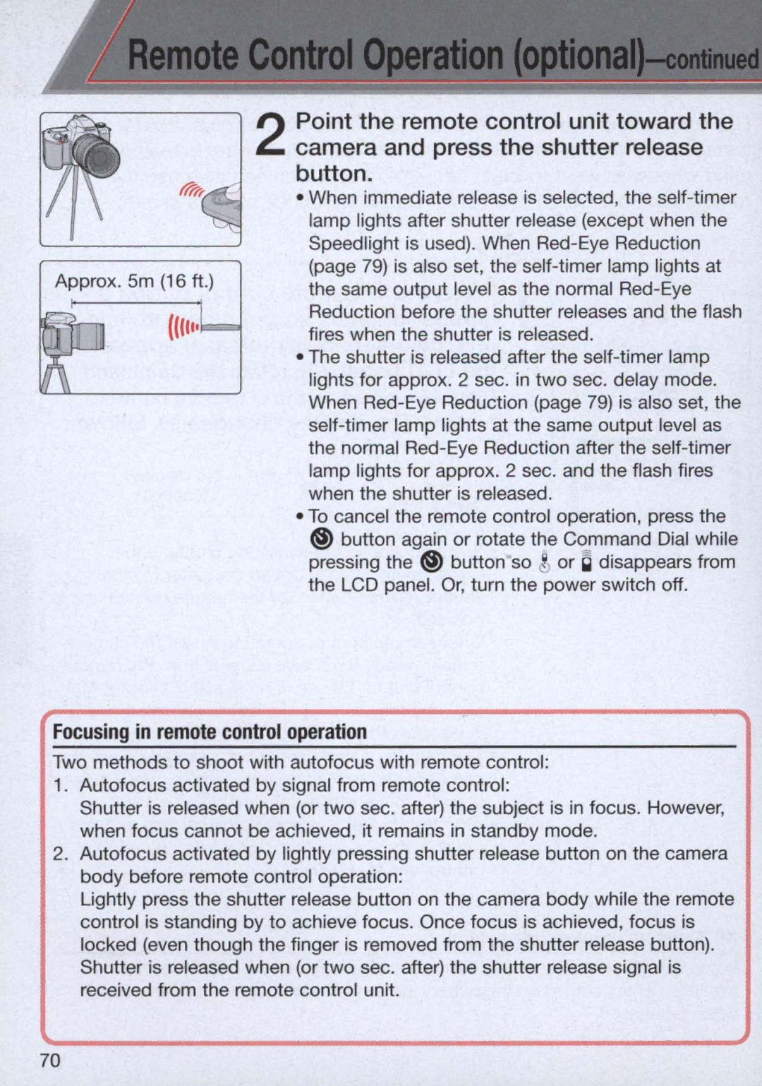 Nikon 1713, 1714 instruction manual Focusing in remote control operation 