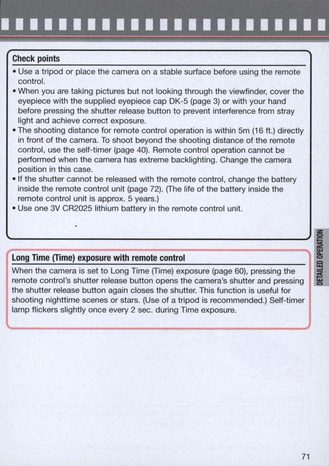 Nikon 1714, 1713 instruction manual Check pOints, Long Time Time exposure with remote control 