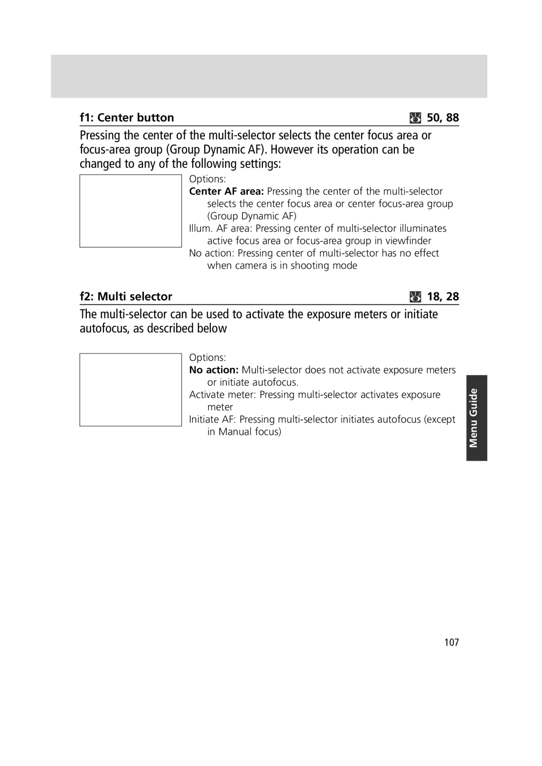 Nikon 1799 instruction manual F1 Center button, F2 Multi selector 