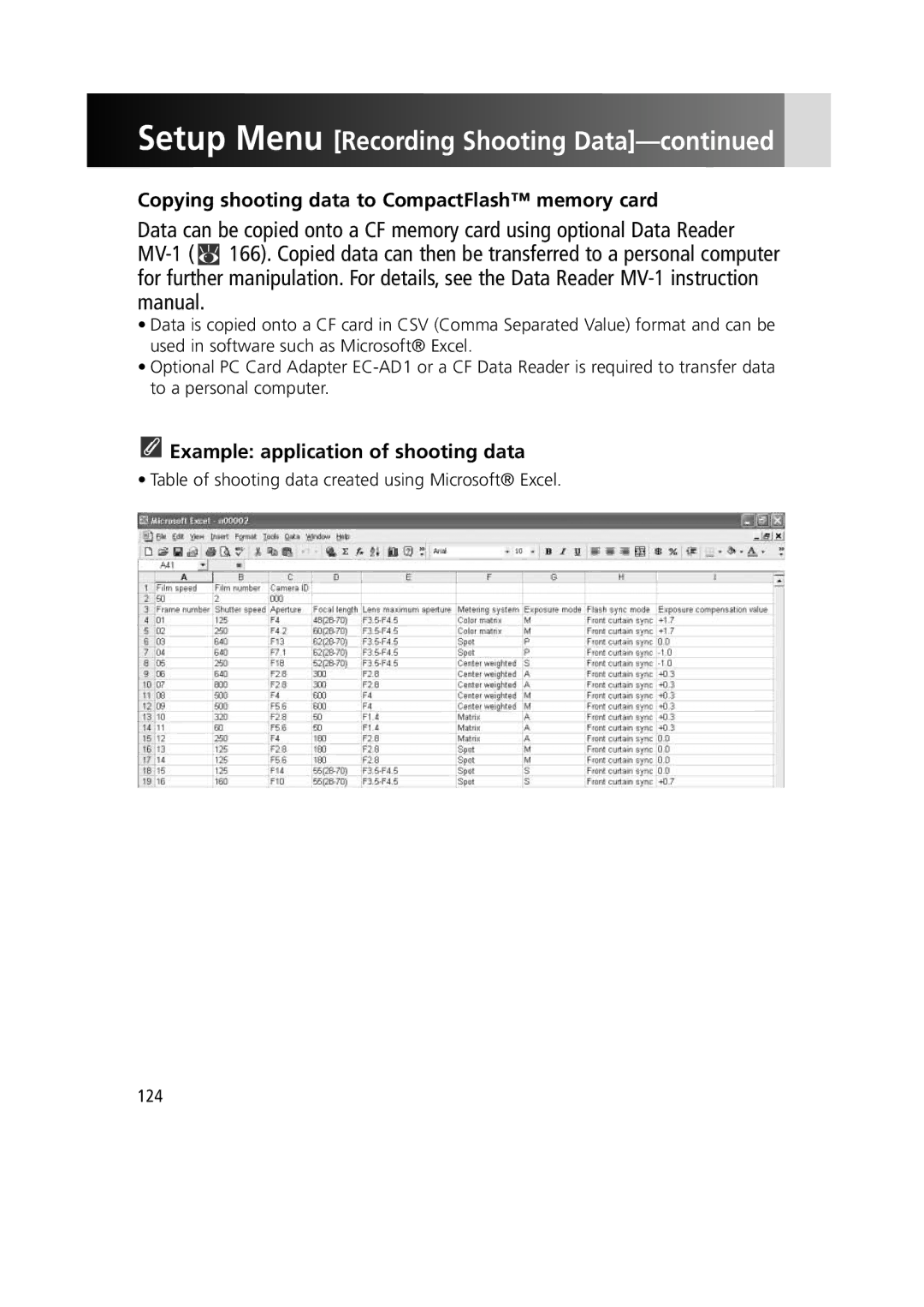 Nikon 1799 instruction manual Copying shooting data to CompactFlash memory card, Example application of shooting data 