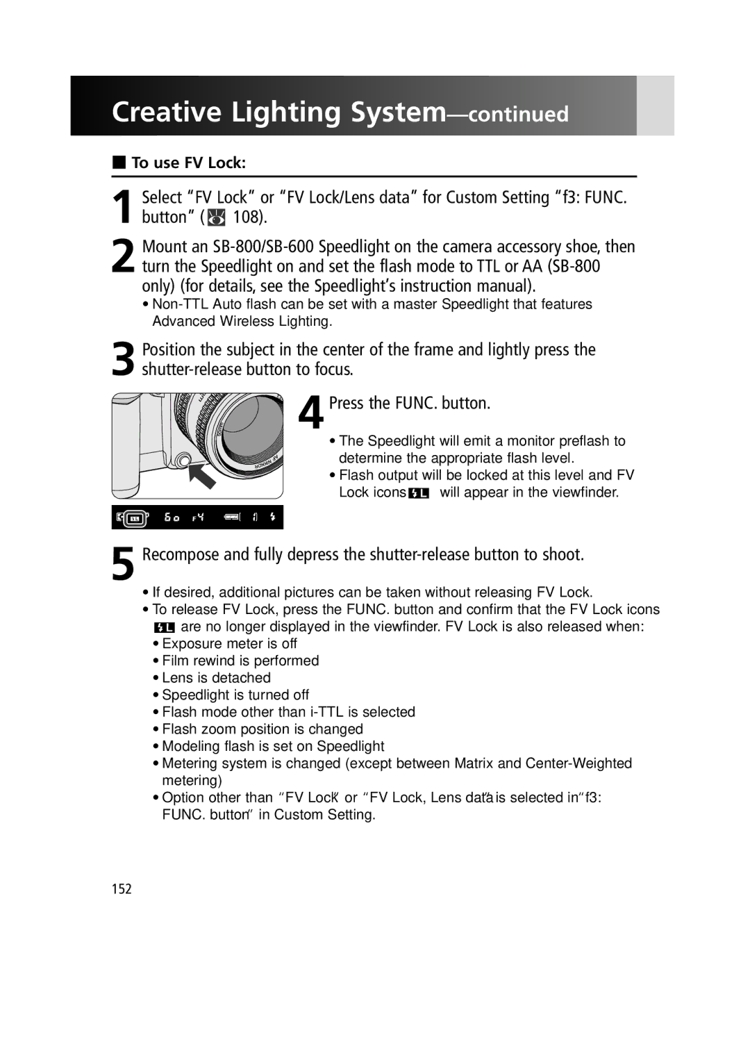 Nikon 1799 instruction manual To use FV Lock 