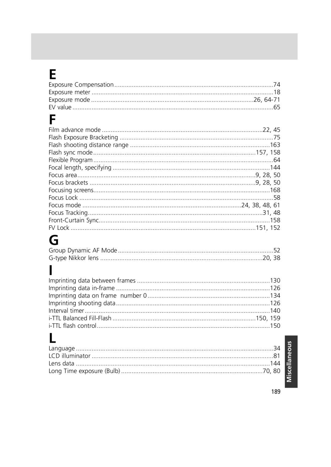 Nikon 1799 instruction manual 24, 38, 48, 189 