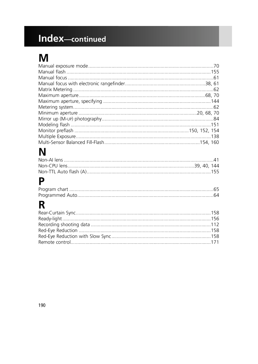 Nikon 1799 instruction manual 20, 68, 150, 152, 39, 40, 190 