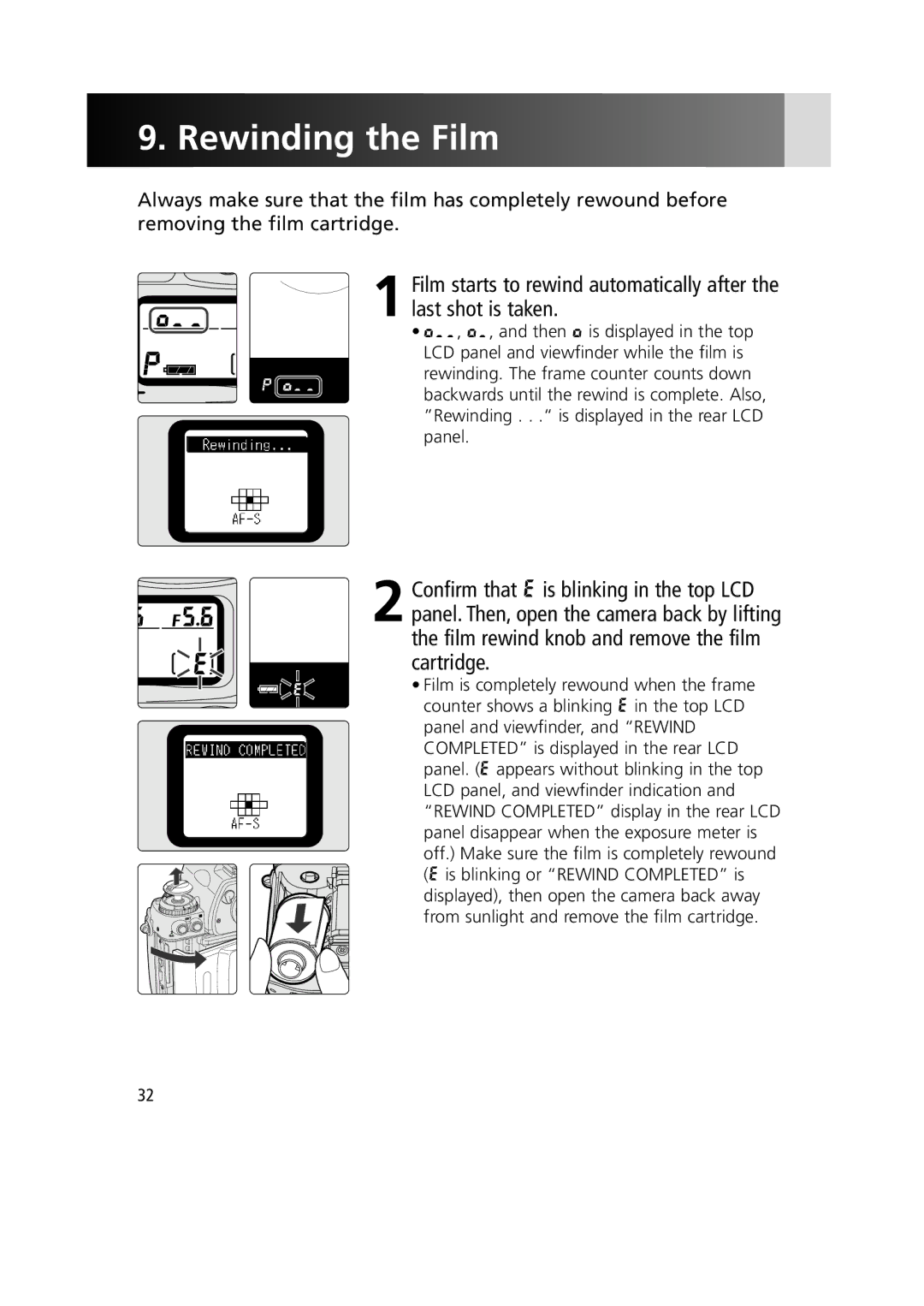 Nikon 1799 instruction manual Rewinding the Film 