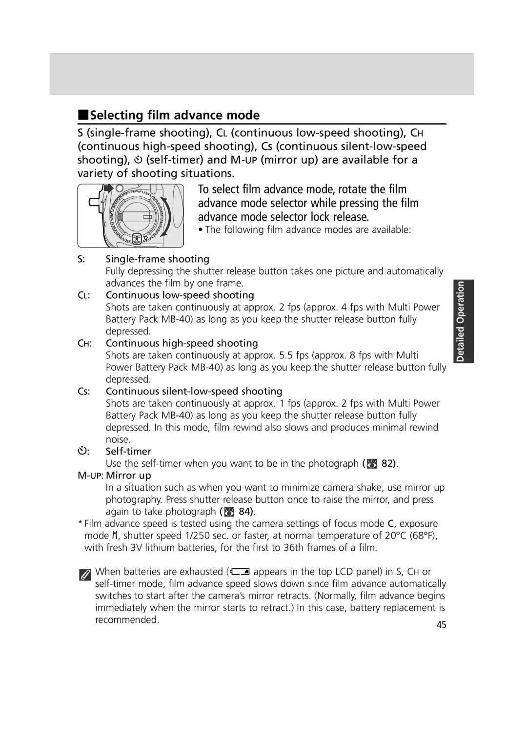 Nikon 1799 instruction manual Selecting film advance mode, Recommended 