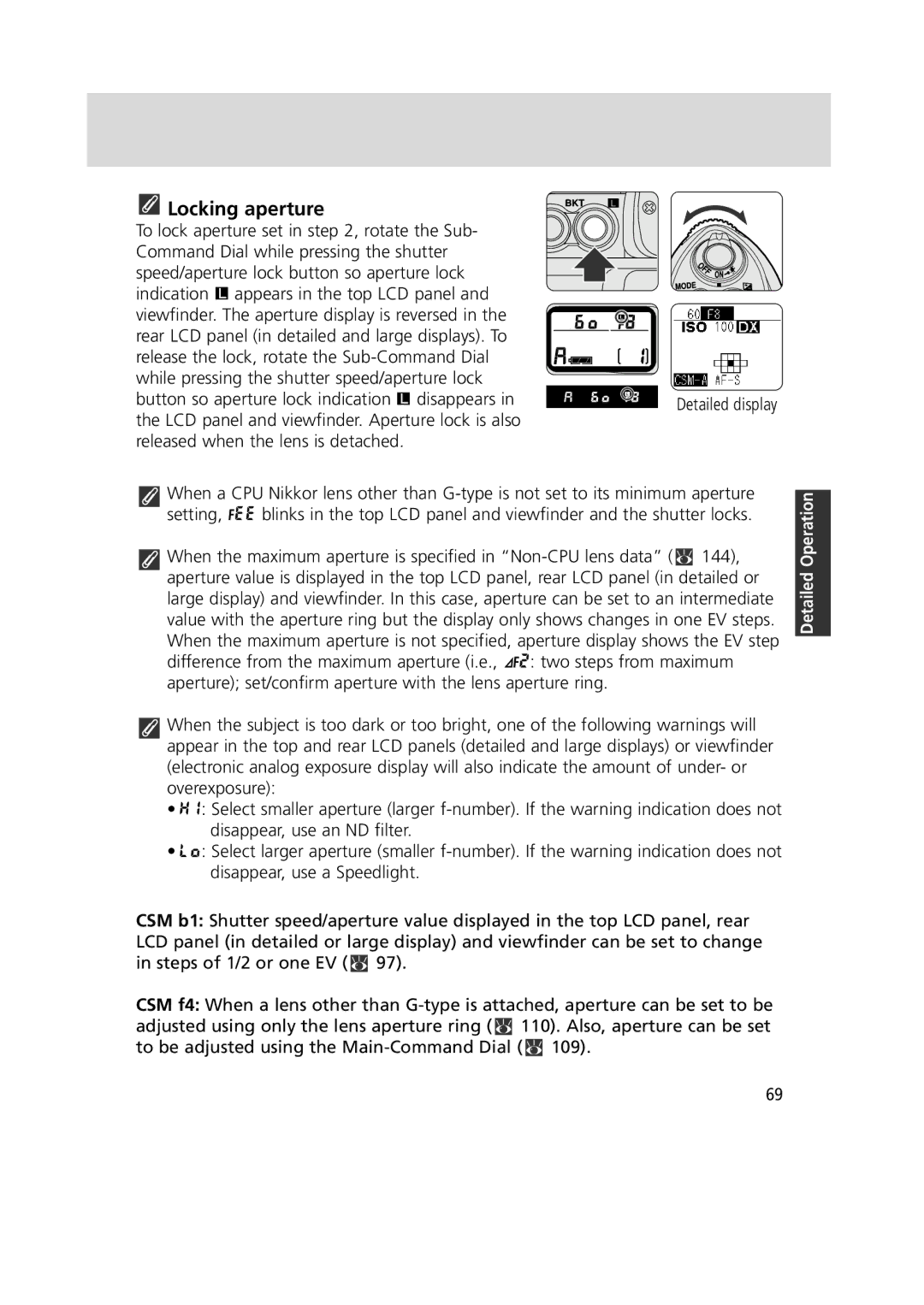 Nikon 1799 instruction manual Locking aperture 