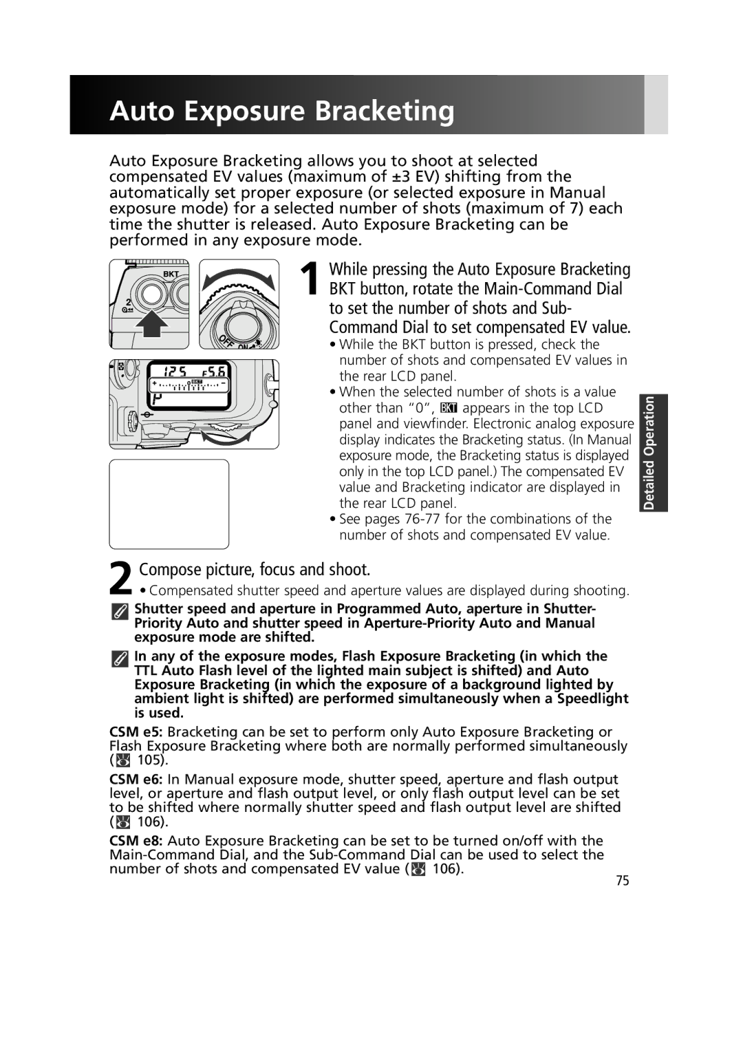 Nikon 1799 instruction manual Auto Exposure Bracketing 