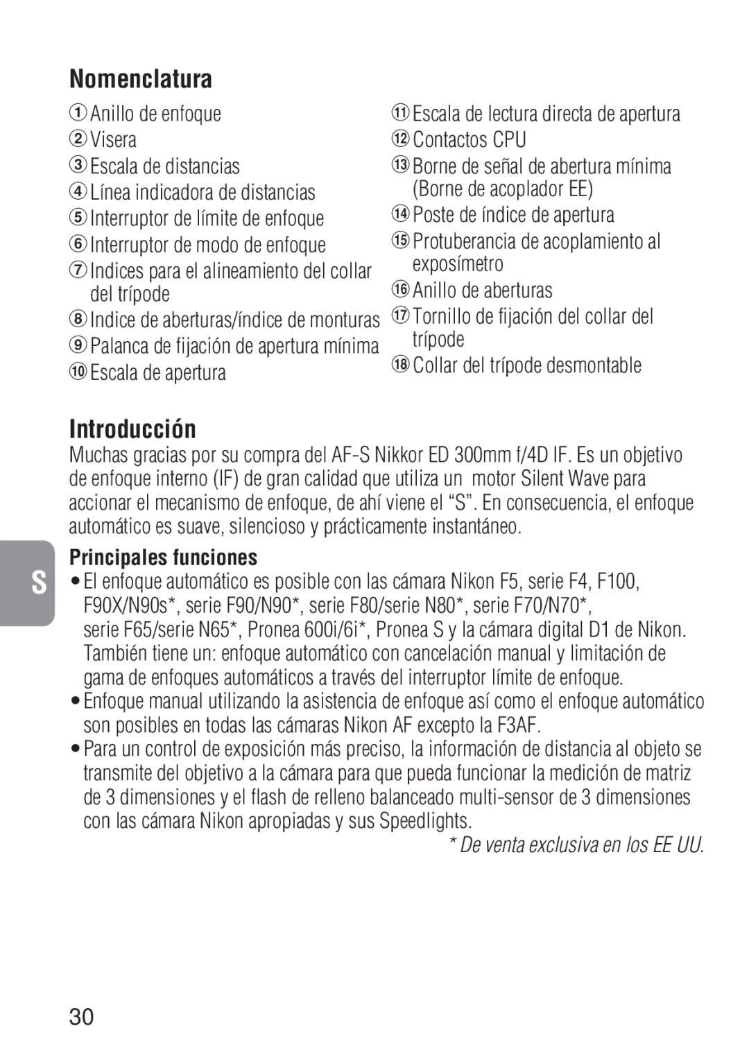 Nikon 1909 instruction manual Nomenclatura, Introducción, Principales funciones 