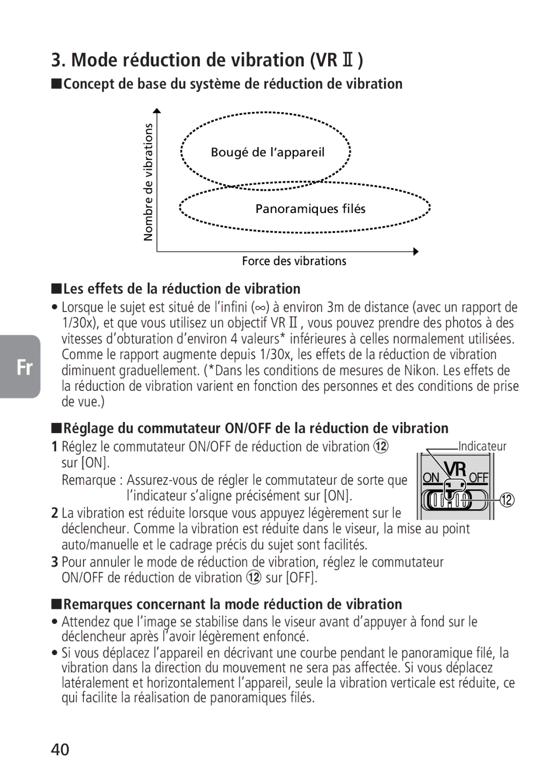 Nikon 2160, 4129 instruction manual Mode réduction de vibration VR@, Concept de base du système de réduction de vibration 