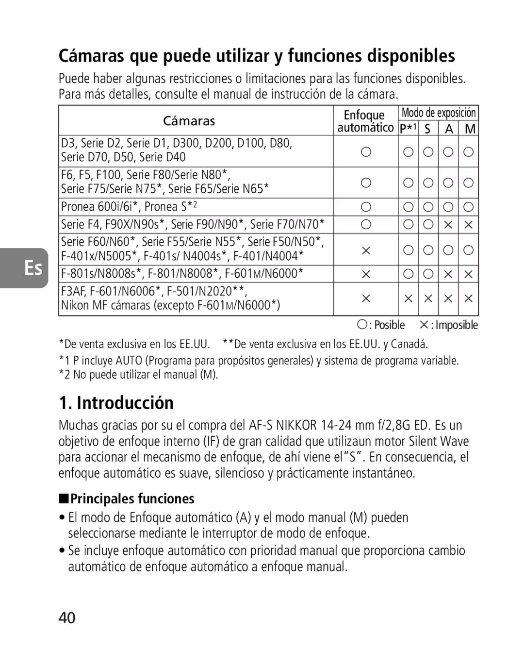 Nikon 2163, 4920 instruction manual Introducción, Principales funciones 