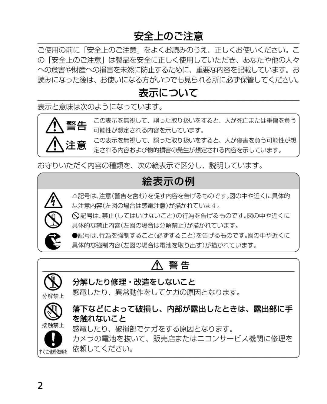 Nikon 2164 instruction manual 安全上のご注意 