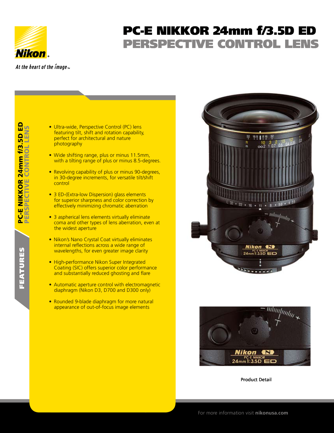 Nikon 2168-PC manual PC-E NIKKOR 24mm f/3.5D ED, Perspective Control Lens, features 
