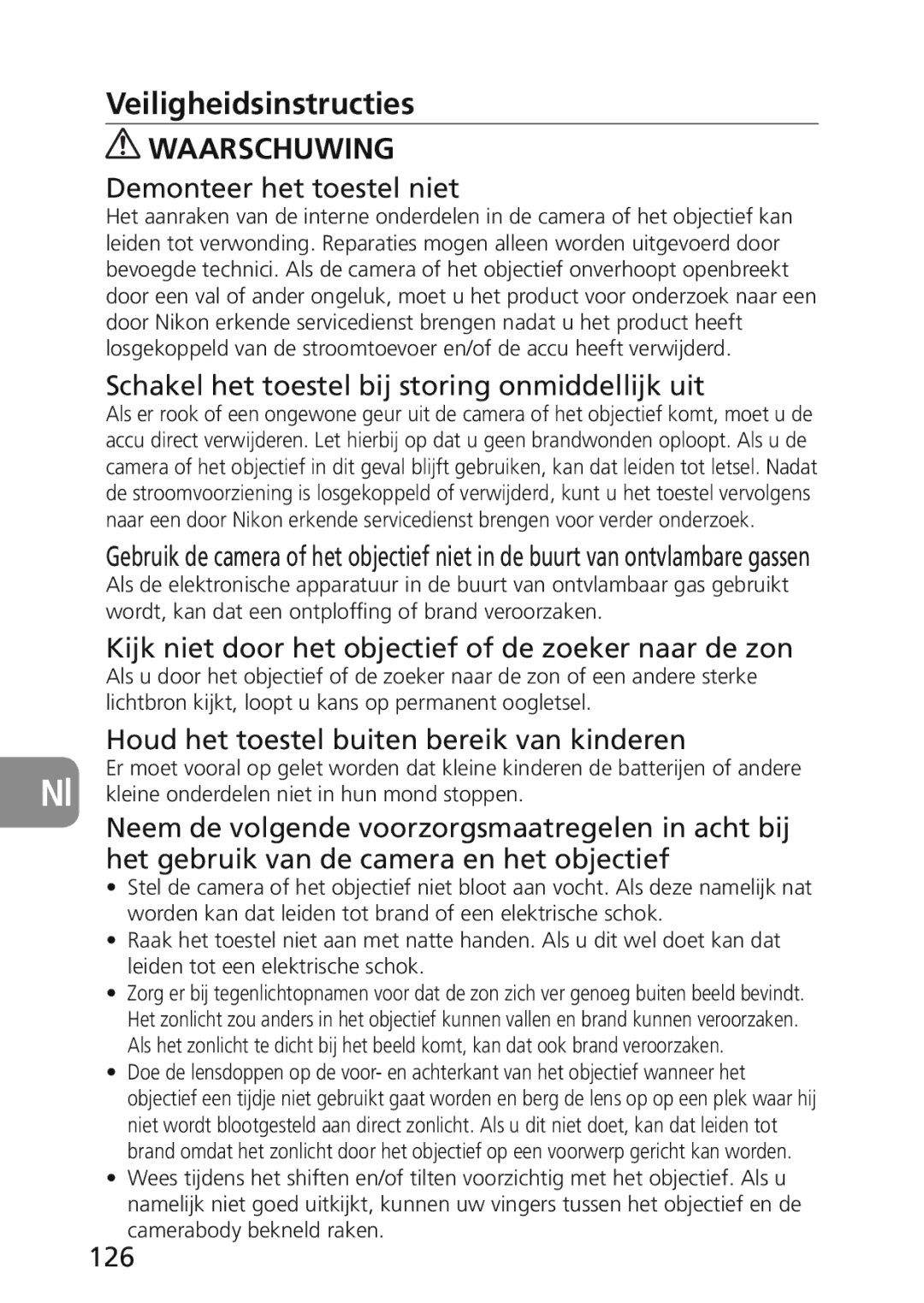Nikon 2174 user manual Veiligheidsinstructies 
