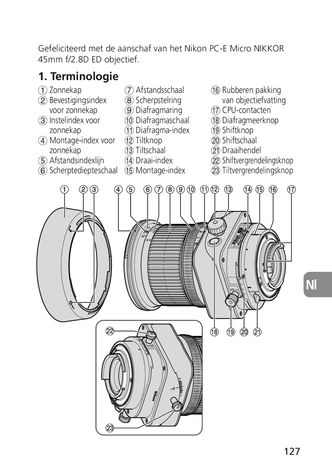 Nikon 2174 user manual Terminologie, 127 