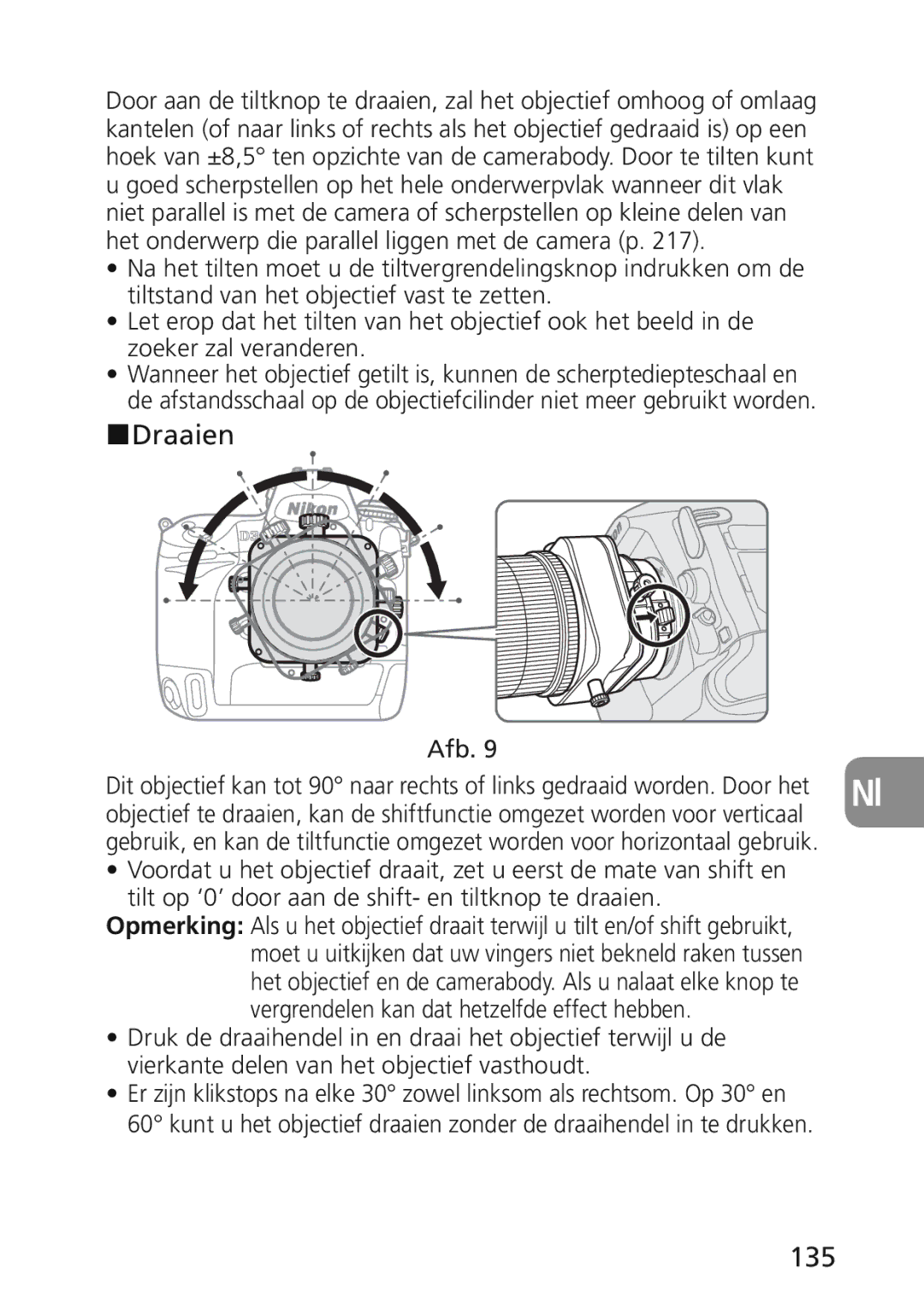 Nikon 2174 user manual Draaien, 135 