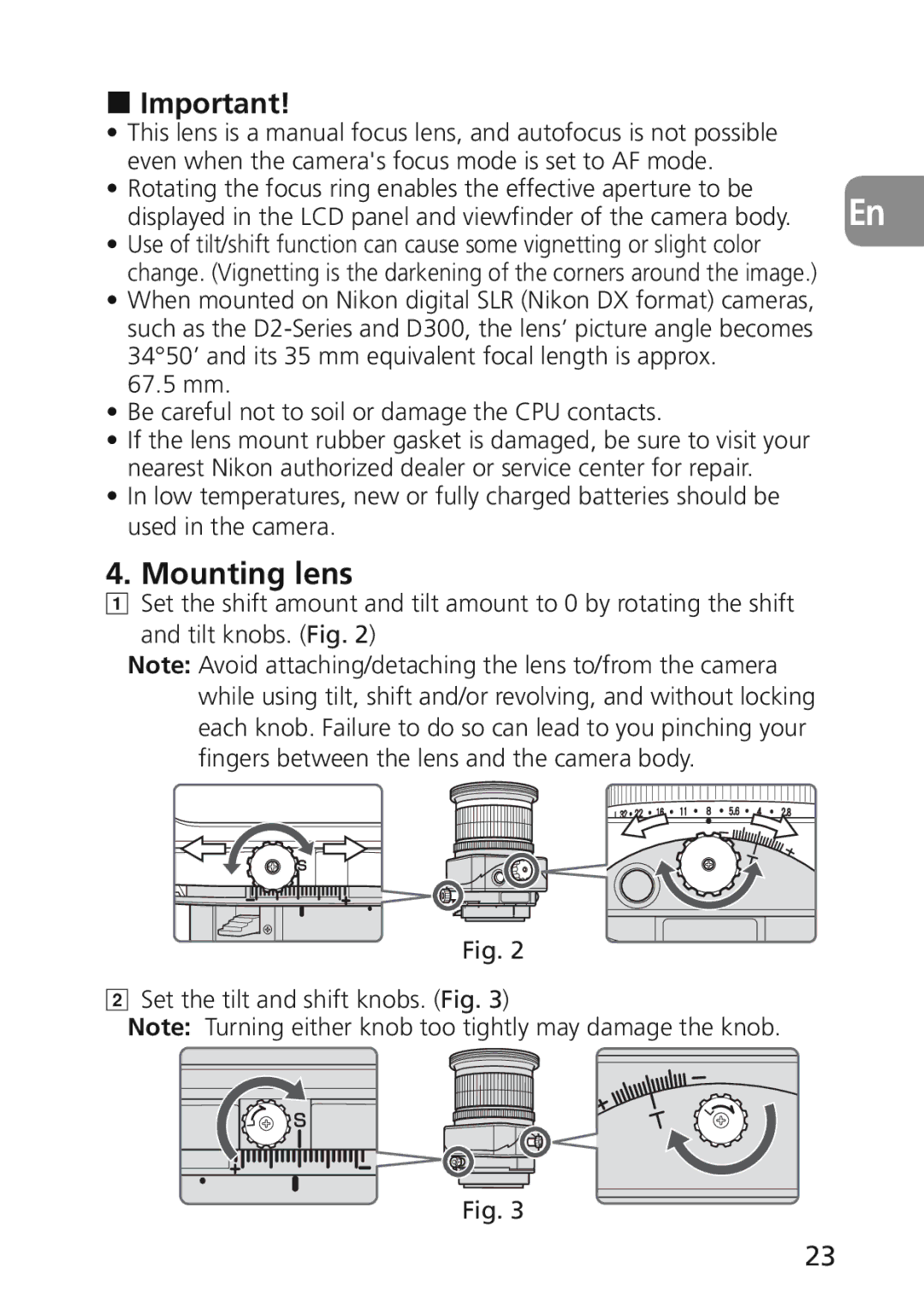 Nikon 2174 user manual Mounting lens, mm Be careful not to soil or damage the CPU contacts 