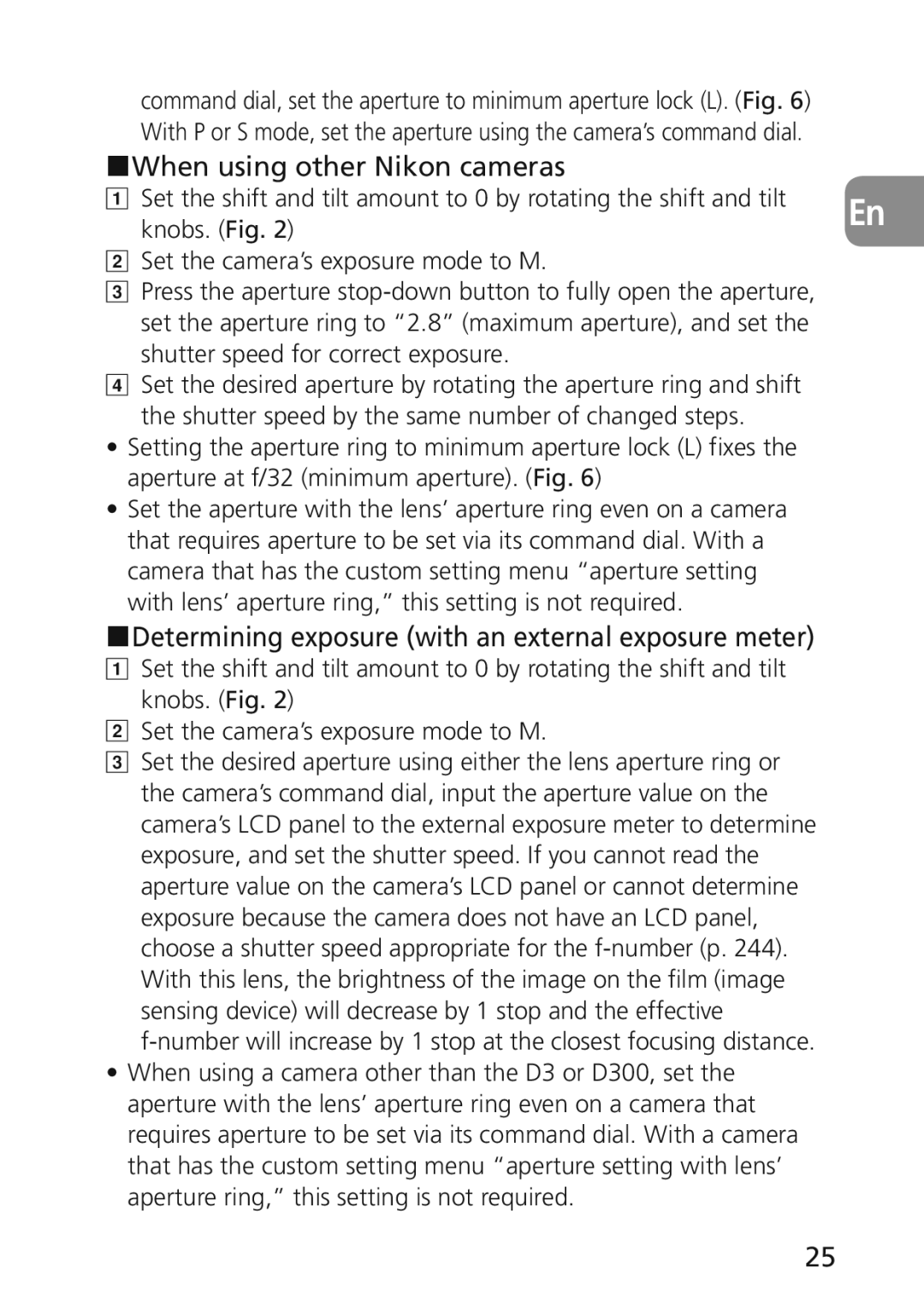 Nikon 2174 user manual When using other Nikon cameras, Determining exposure with an external exposure meter 