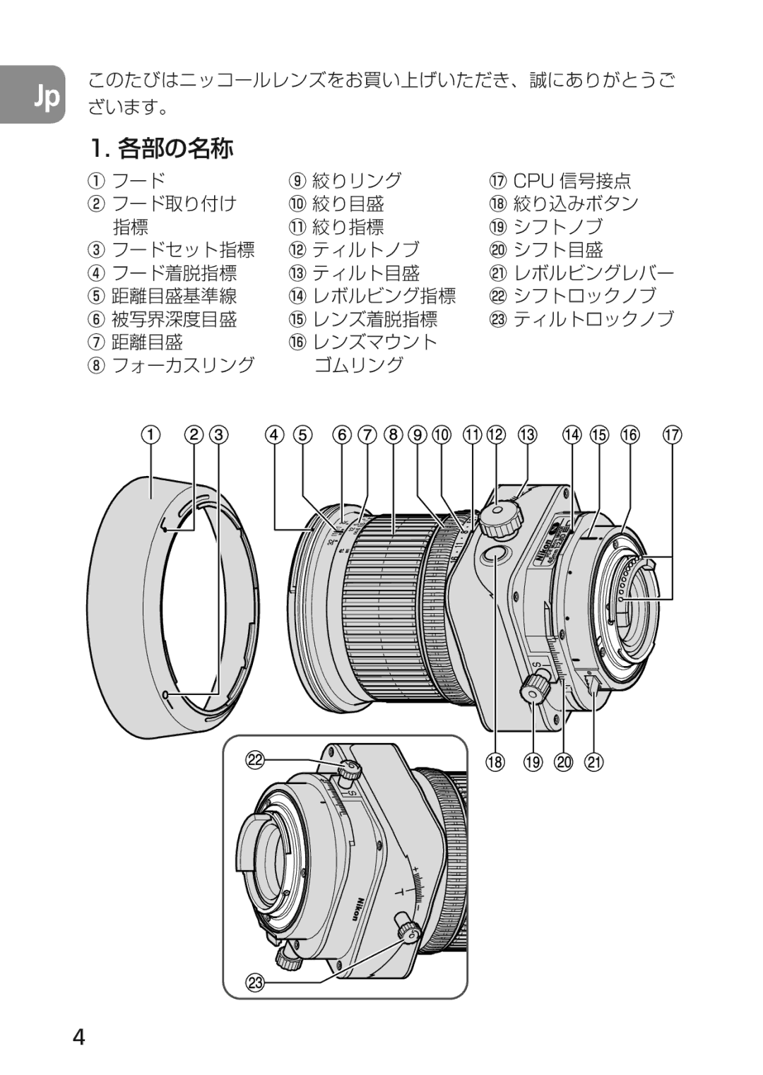 Nikon 2174 user manual 各部の名称 