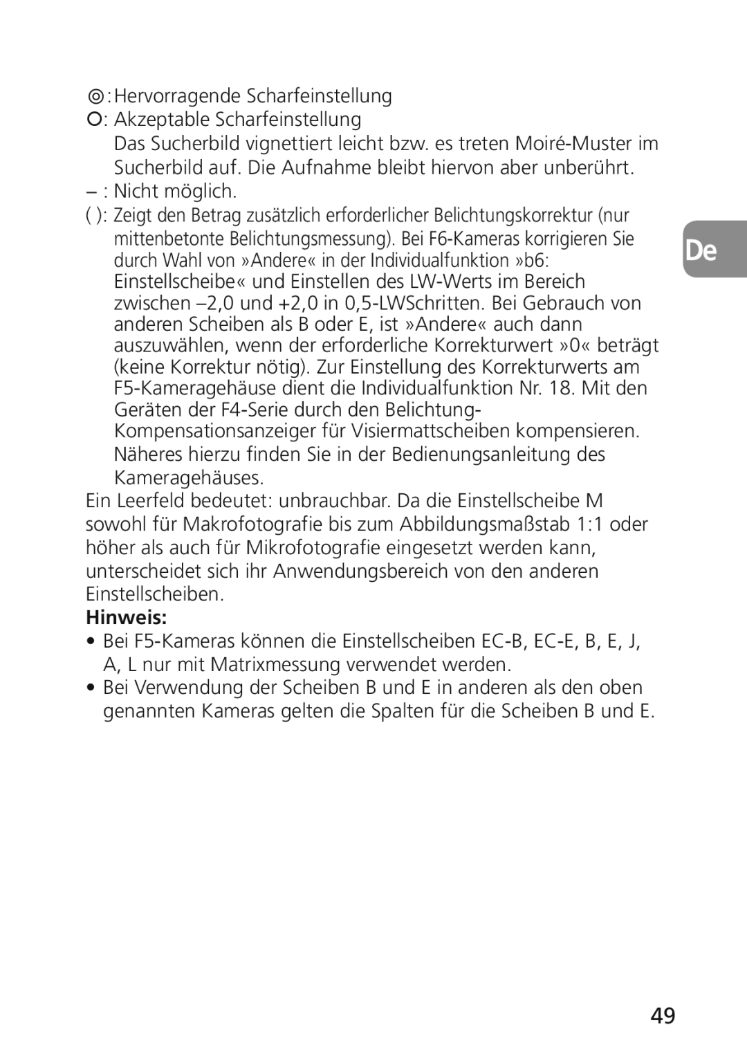 Nikon 2174 user manual Durch Wahl von »Andere« in der Individualfunktion »b6, Hinweis 