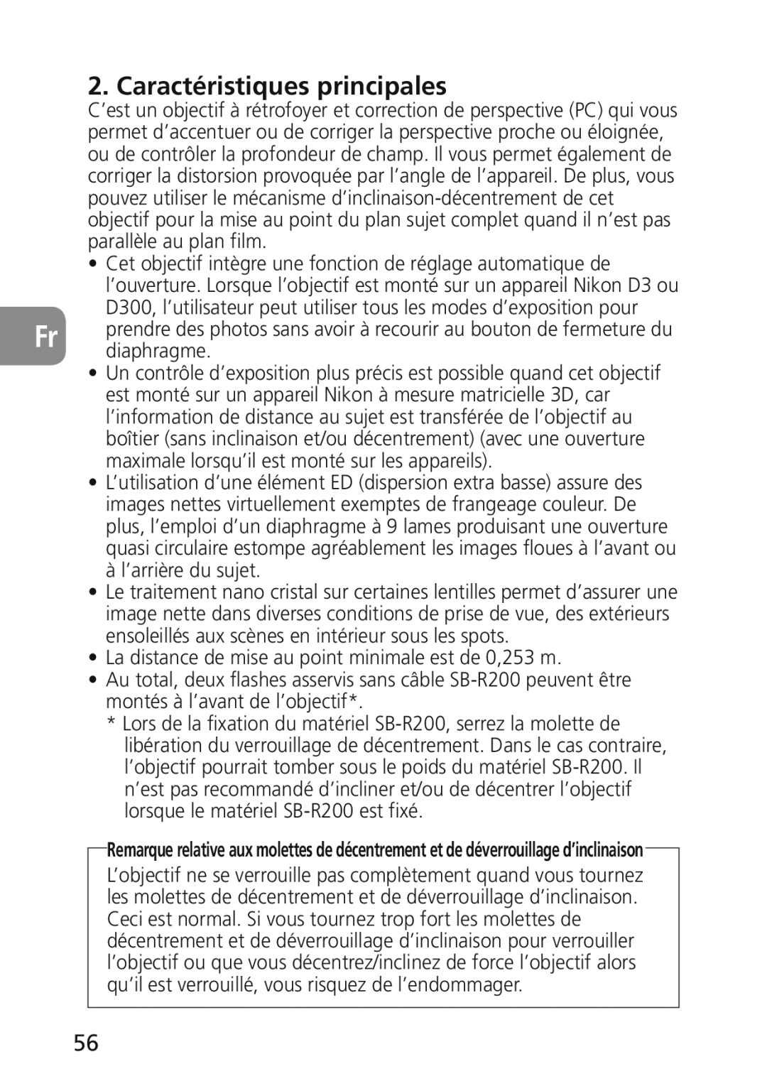 Nikon 2174 user manual Caractéristiques principales, Diaphragme 