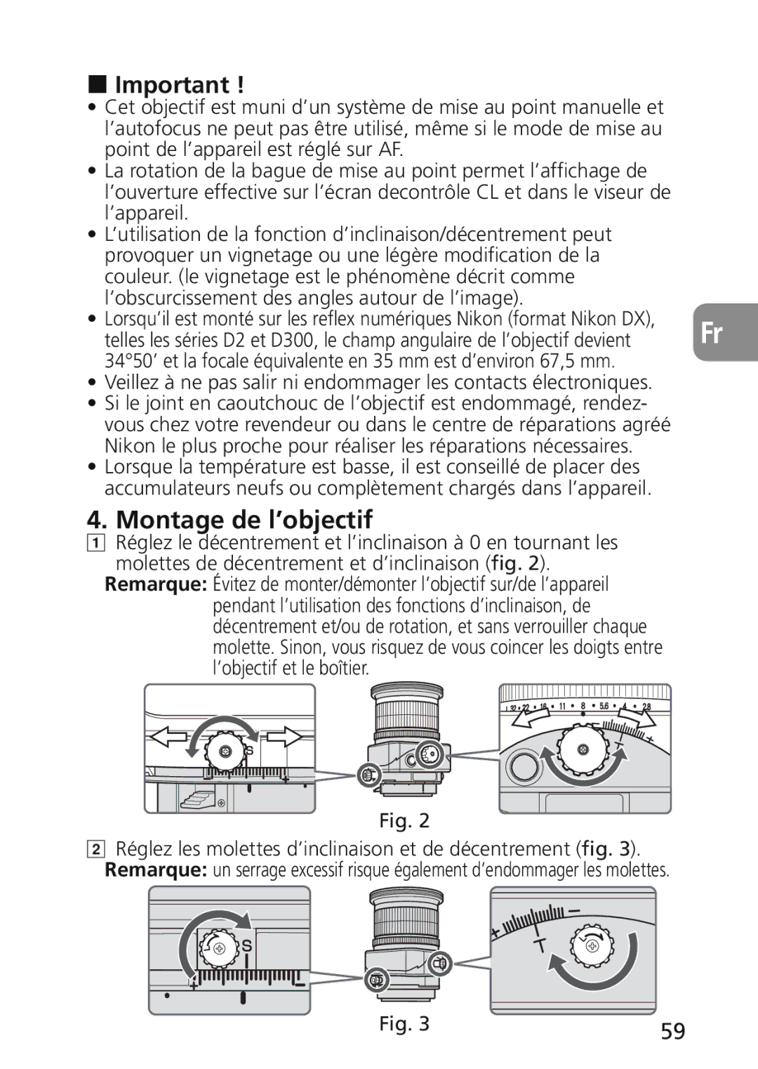 Nikon 2174 user manual Montage de l’objectif 