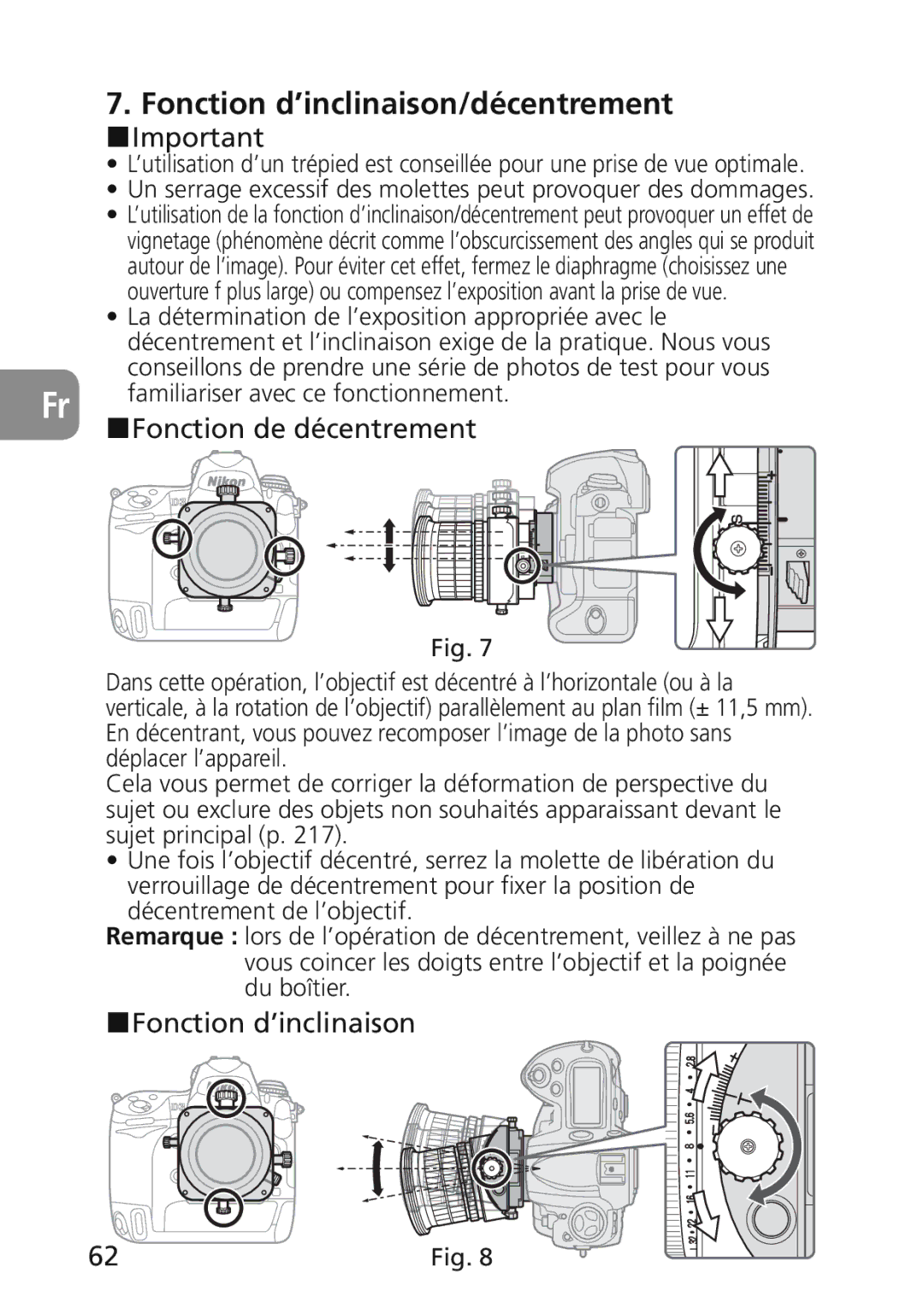 Nikon 2174 user manual Fonction d’inclinaison/décentrement, Fonction de décentrement 