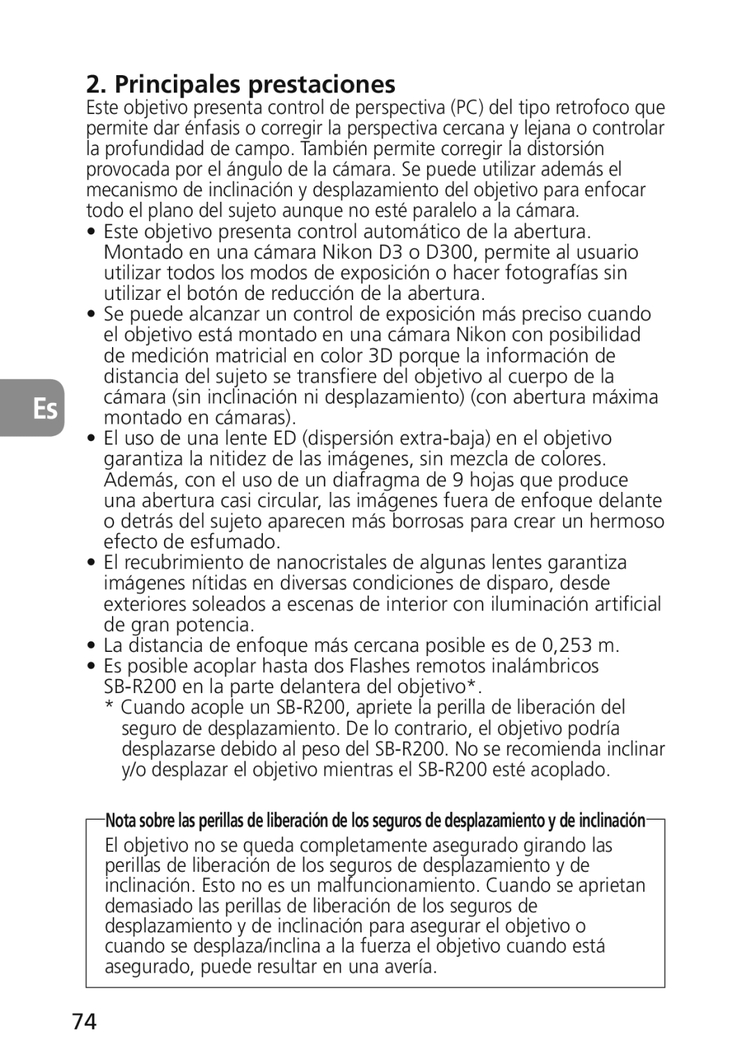 Nikon 2174 user manual Principales prestaciones, Montado en cámaras 