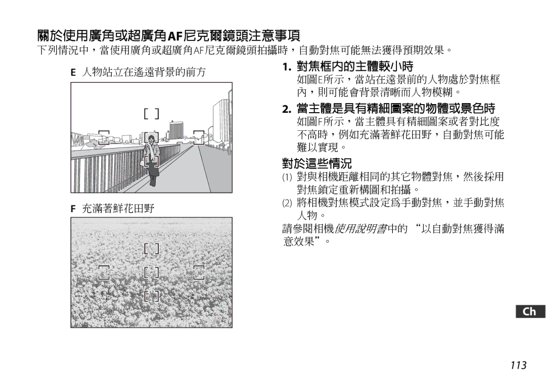 Nikon 2178 user manual 關於使用廣角或超廣角af尼克爾鏡頭注意事項 