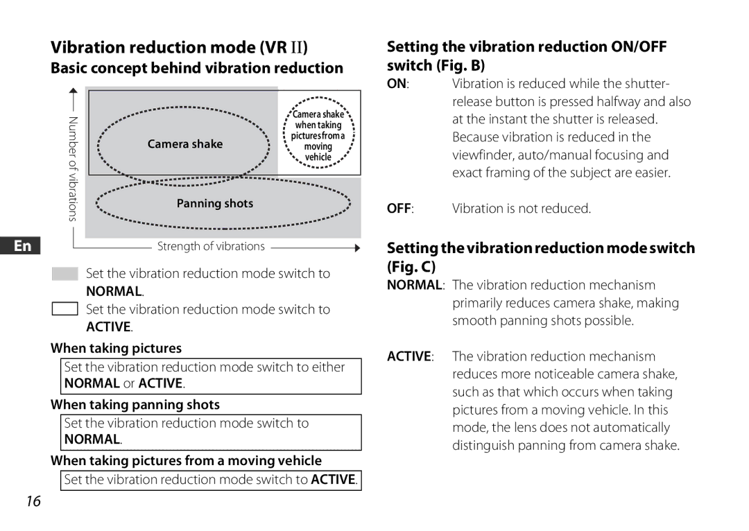 Nikon 2178 user manual Vibration reduction mode VR, Basic concept behind vibration reduction 