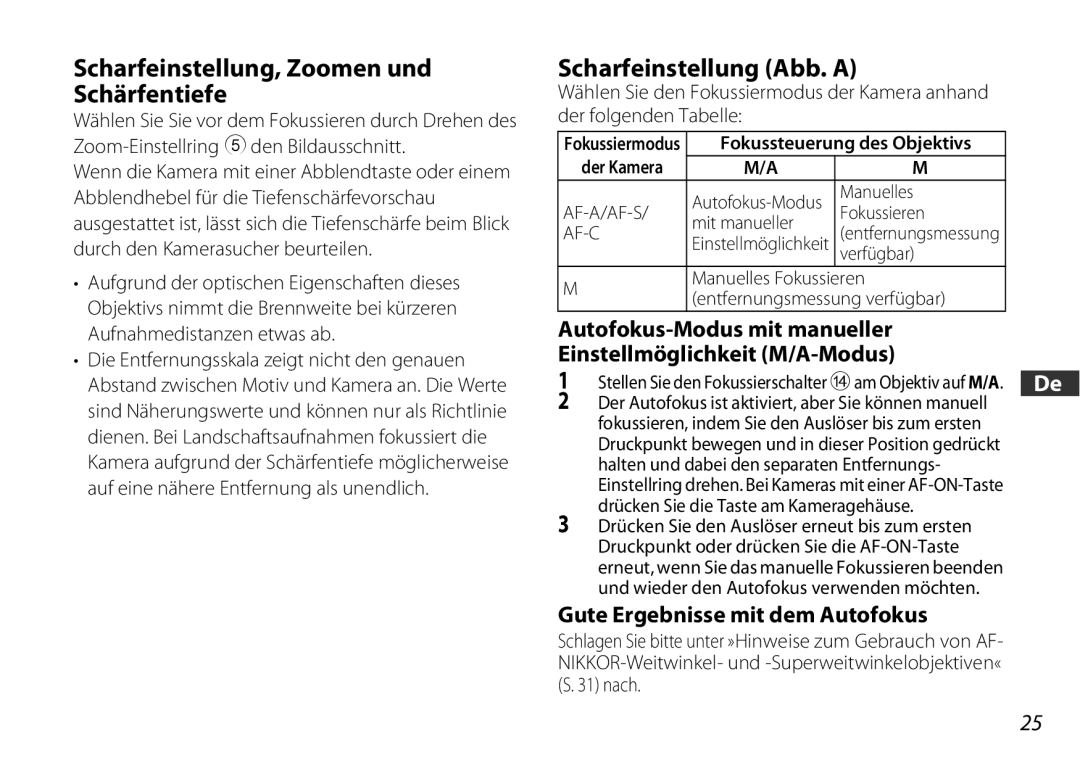 Nikon 2178 Scharfeinstellung, Zoomen und Schärfentiefe, Scharfeinstellung Abb. a, Gute Ergebnisse mit dem Autofokus 