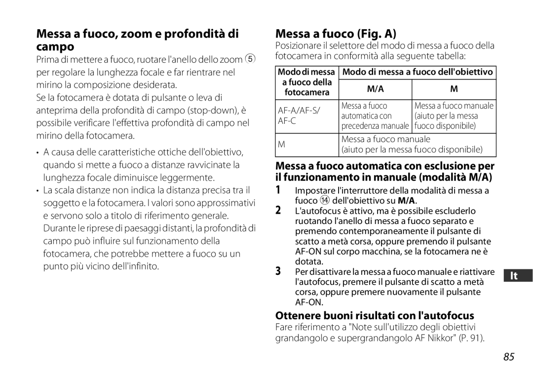 Nikon 2178 Messa a fuoco, zoom e profondità di campo, Messa a fuoco Fig. a, Ottenere buoni risultati con lautofocus 
