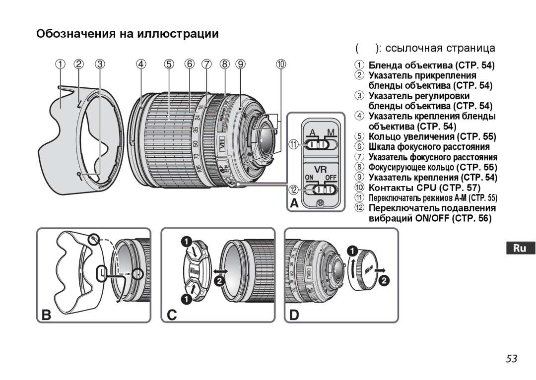 Nikon 2179 user manual Обозначения на иллюстрации, Ссылочная страница 