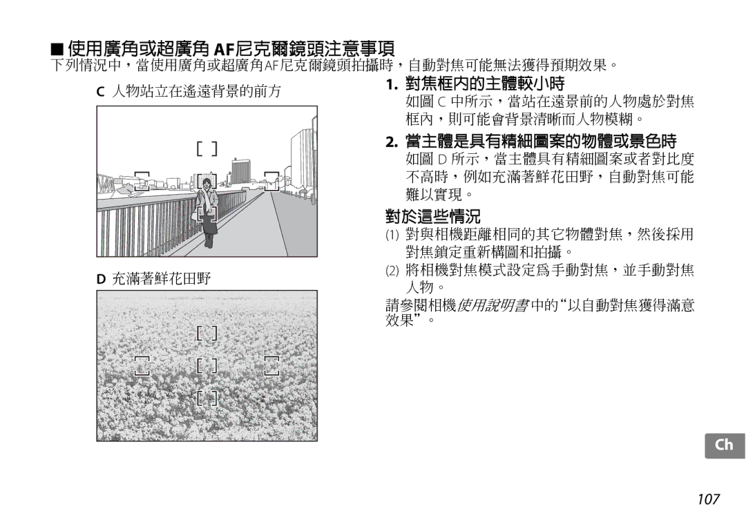 Nikon 2181 user manual 使用廣角或超廣角 Af尼克爾鏡頭注意事項 