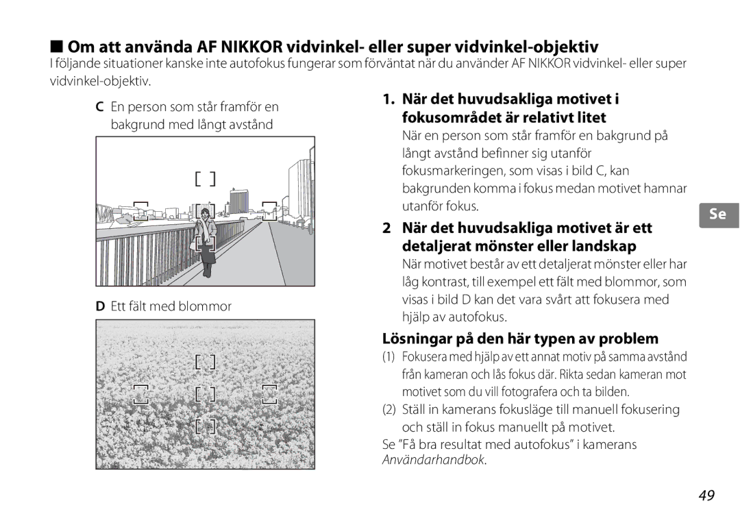 Nikon 2181 När det huvudsakliga motivet är ett, Detaljerat mönster eller landskap, Lösningar på den här typen av problem 