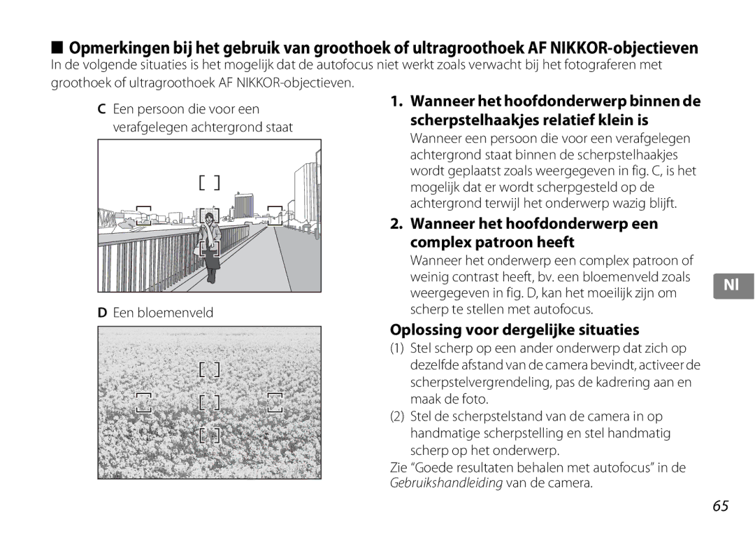 Nikon 2181 Wanneer het hoofdonderwerp een complex patroon heeft, Oplossing voor dergelijke situaties, Een bloemenveld 