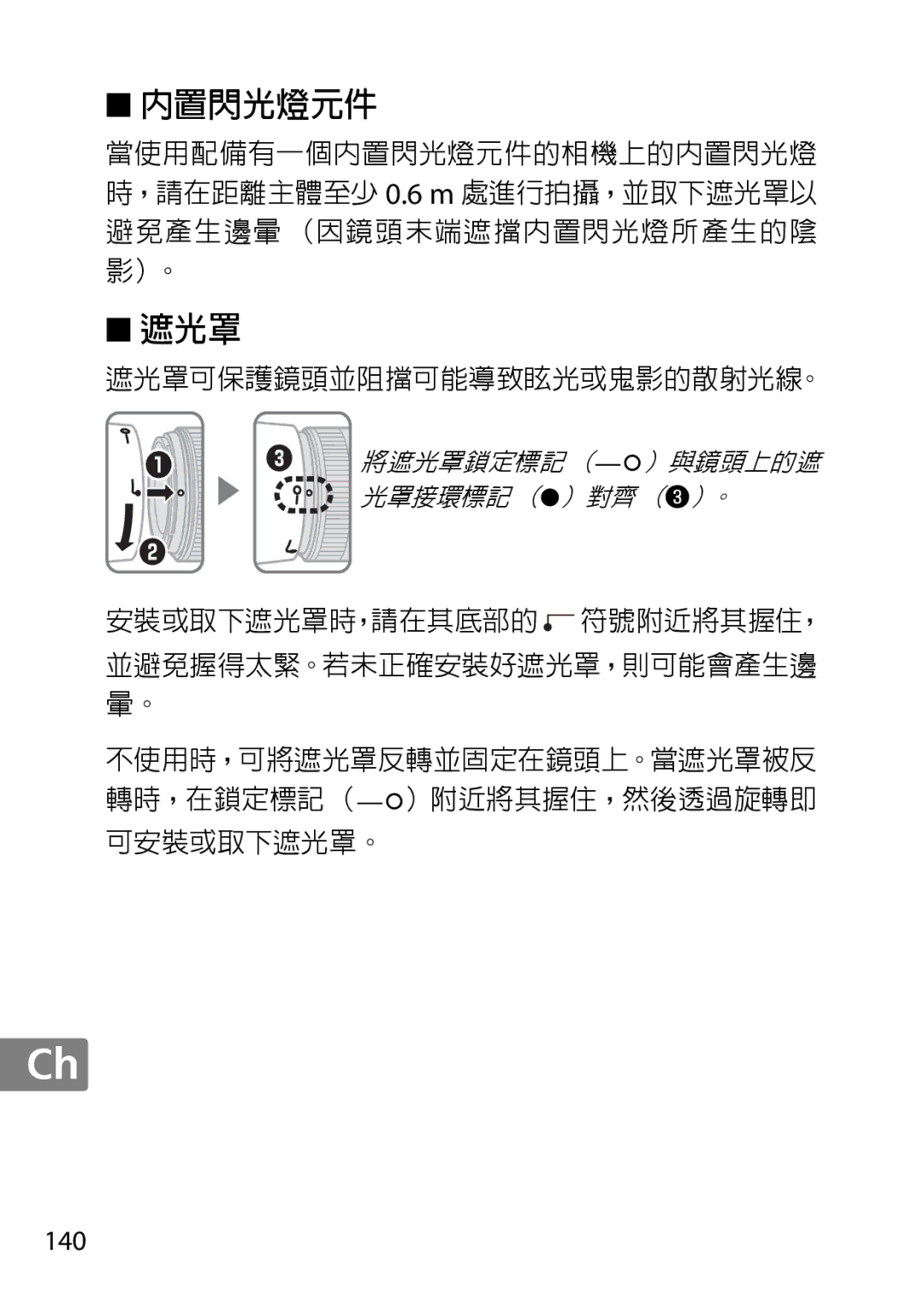 Nikon 50mmf18G, 2183B, 50mmf/1.8G, 2199B, 2214 user manual 內置閃光燈元件 