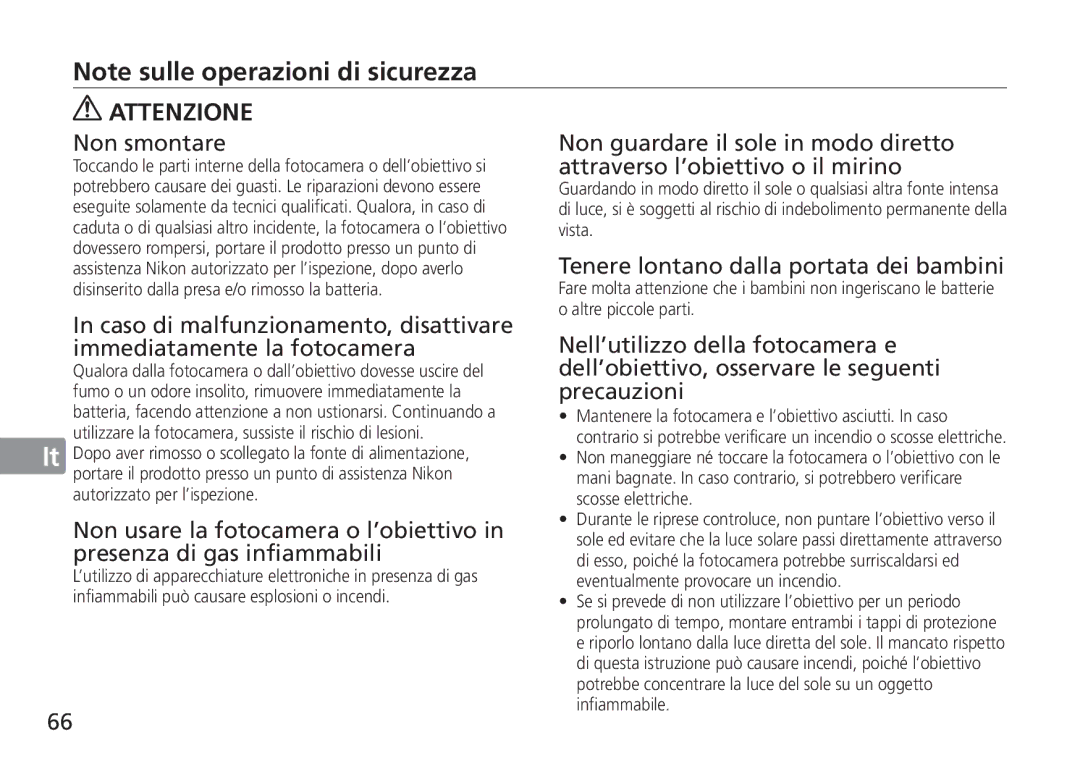 Nikon 2184, 24mm f/1.4G ED manual Non smontare, Tenere lontano dalla portata dei bambini 