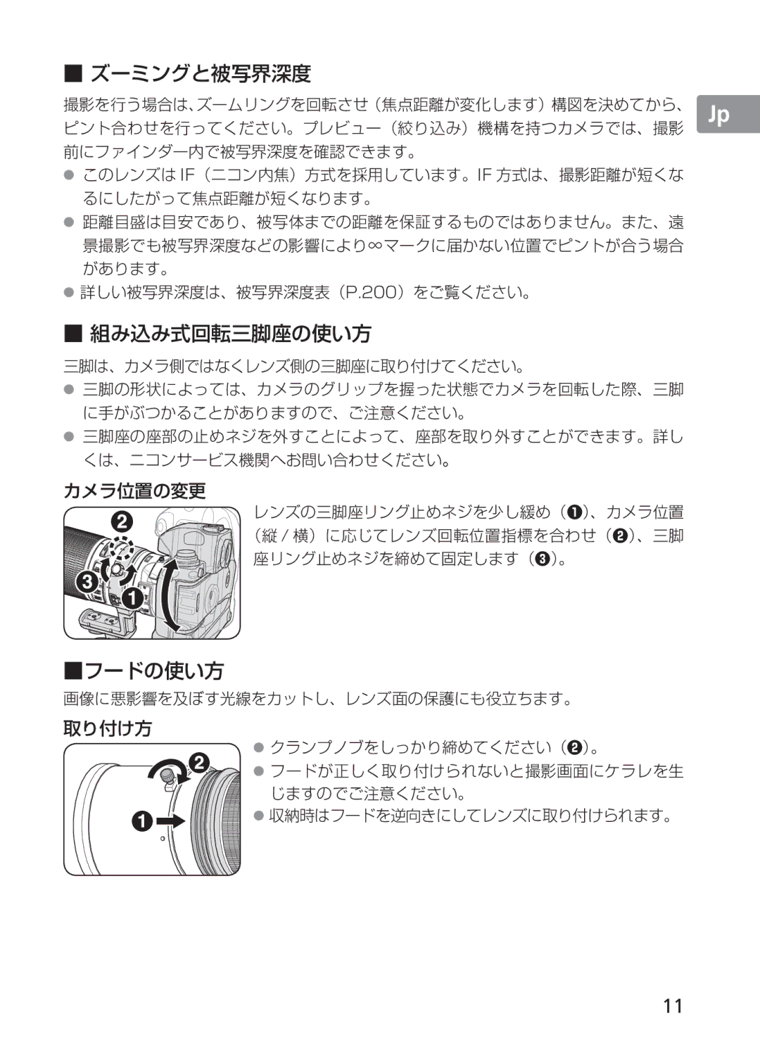 Nikon 2187 manual ズーミングと被写界深度 